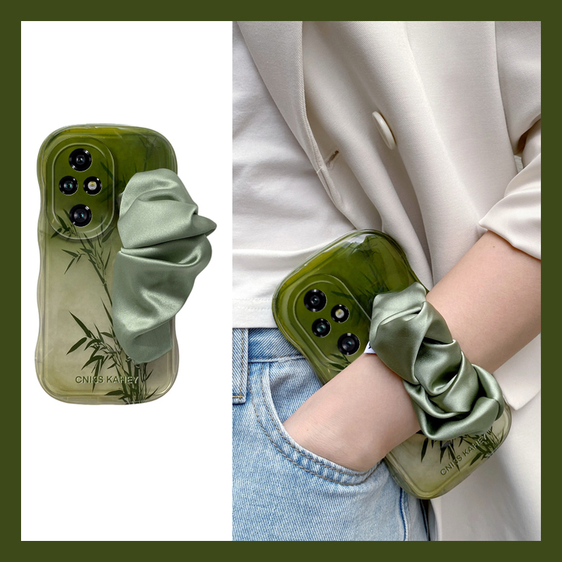 适用华为荣耀200手机壳200pro水墨x50晕染100绿色90gt褶皱50se直屏版60丝巾80腕带70竹子x50i+v40轻奢十honor