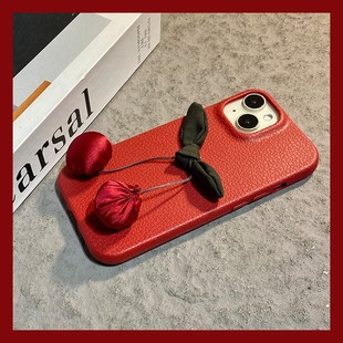 ins风樱桃吊坠适用华为mate80promax手机壳mete80gts新年70air红色60pro 立体50e仿皮40皮纹30e本命年十honor