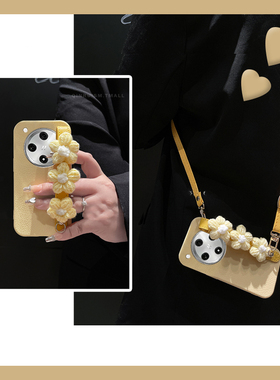 适用oppofindx8s+手机壳findx8pro可斜挎findx7黄色r17花朵r15带k12plus腕带k10x手腕k7x立体k5真我v23背带十