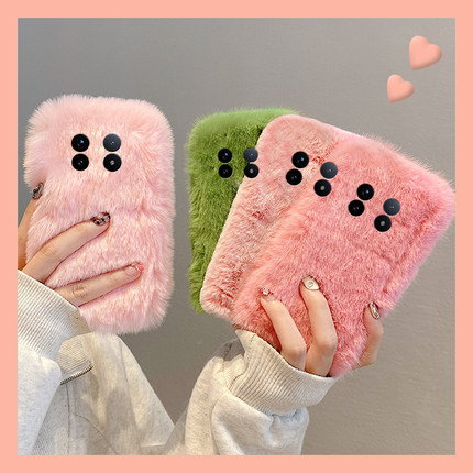 毛绒兔毛适用vivoxfold5pro手机壳xfold+秋冬xfold3简约xflip纯色xfold毛茸茸xfold2冬天vivo折叠屏十硬壳女p