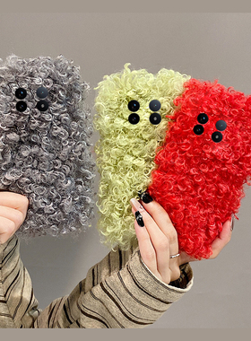 红色毛绒适用vivoxfold5pro手机壳xfold+简约xfold3纯色xflip秋冬xfold卷毛xfold2冬天vivo折叠屏毛毛十硬壳p