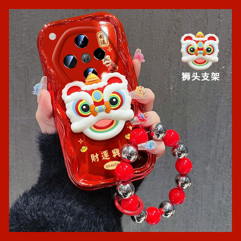 手机壳红色蛇年本命年2025立体醒狮支架手链