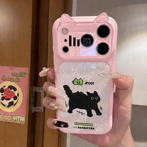 手机壳硅胶立体猫耳朵大视窗贝壳