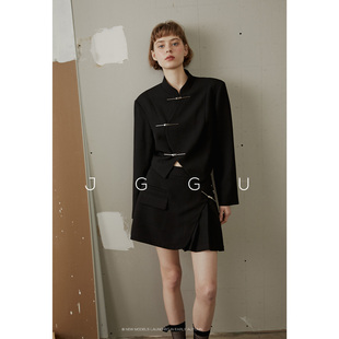 高腰半身裙女 系列国风小众西装 晶咕黑标JGGU清冷感新中式 外套裙裤