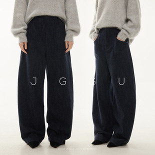 女秋冬 羊毛混纺高腰显瘦弯刀休闲阔腿裤 晶咕黑标JGGU 即兴曲