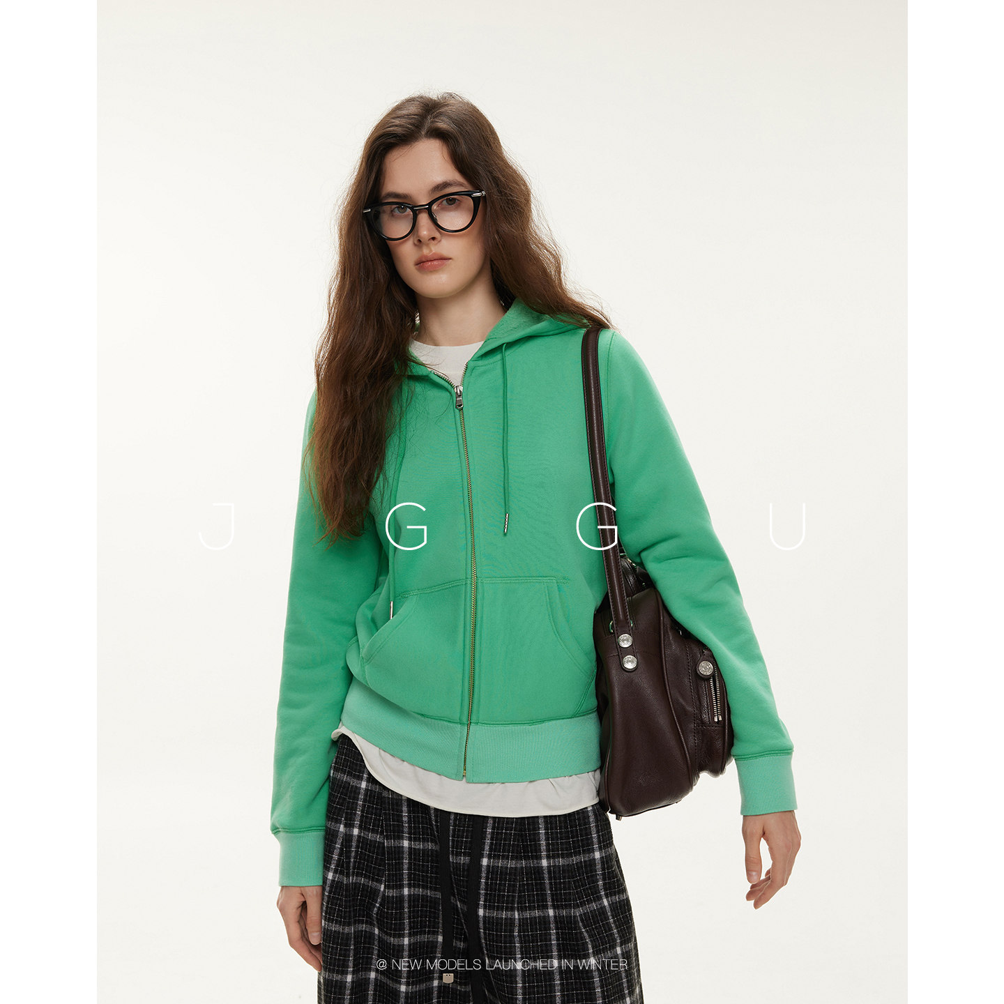 晶咕黑标JGGU【轻启冬日】合身版休闲运动拉链卫衣外套女秋冬上衣