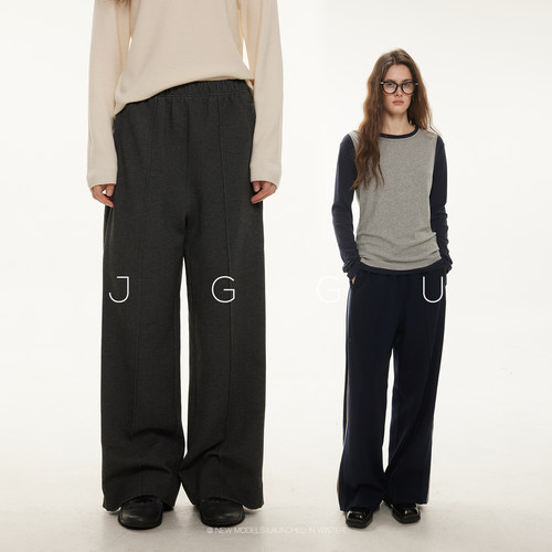 晶咕黑标JGGU【东区漫步】春季新款高质感侧边撞色织带休闲裤