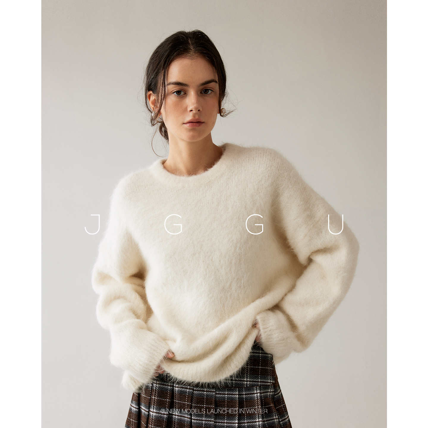 晶咕黑标JGGU【简奢柔廓】羊驼毛混纺针织面料绒感慵懒感毛衣秋冬