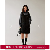 晶咕黑标JGGU 高密防风面料夹棉线条感棉服背带裙秋冬 智性北欧