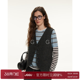 晶咕黑标JGGU【北欧女作家】羊毛混纺高质感老钱时髦内搭马甲女