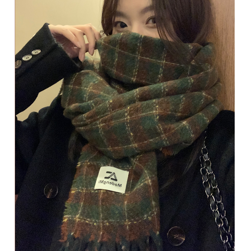 秋冬韩版女格子围巾保暖