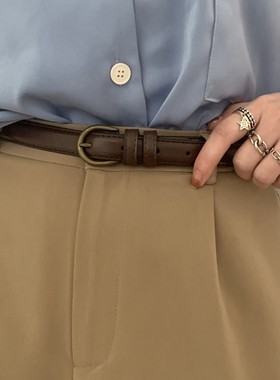 设计感小众小皮带女士牛仔裤腰带女2025新款裤带百搭细复古装饰棕