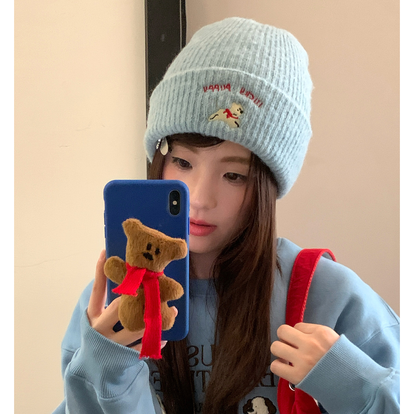 韩版ins可爱刺绣针织毛线帽