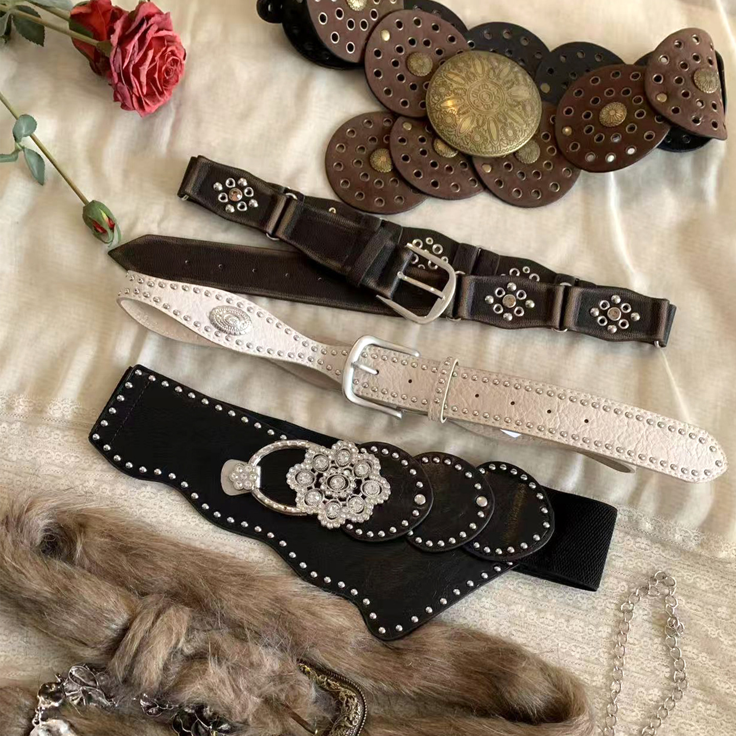 美式时髦重工设计感西部风腰带