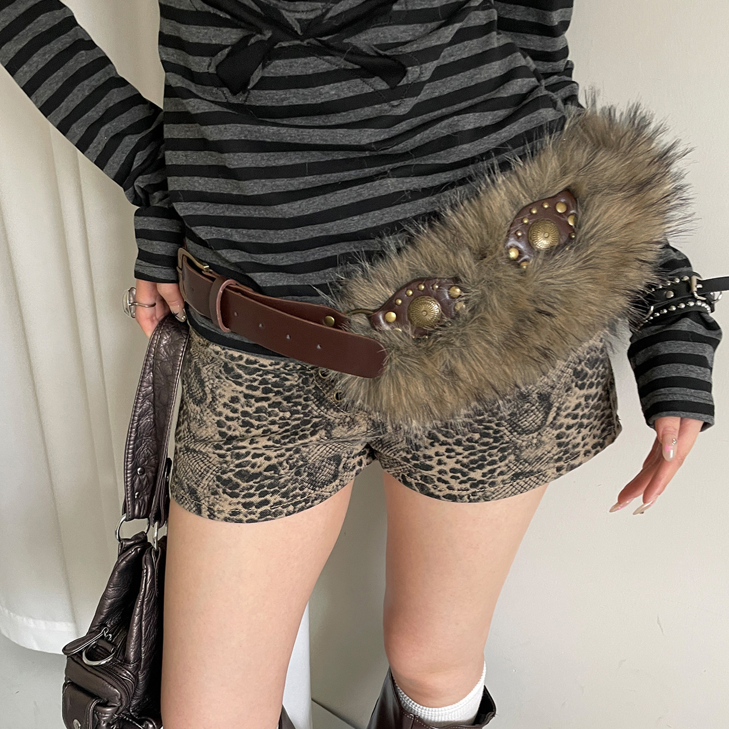 美式复古辣妹风y2k铆钉腰带