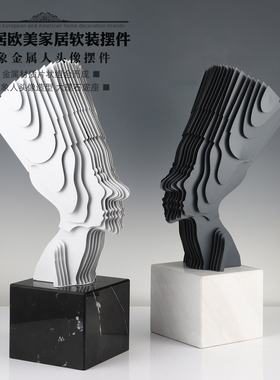 三维立体大号金属头像软装饰摆设