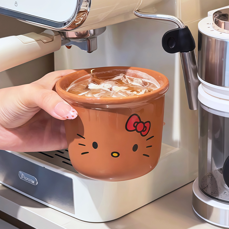 黑皮Kitty马克杯陶瓷家用水杯办公室手握冷萃咖啡杯ins风牛奶杯