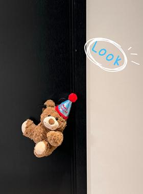 生日小熊门把手装饰入户门卧室房间布置家居摆件可爱公仔儿童玩偶