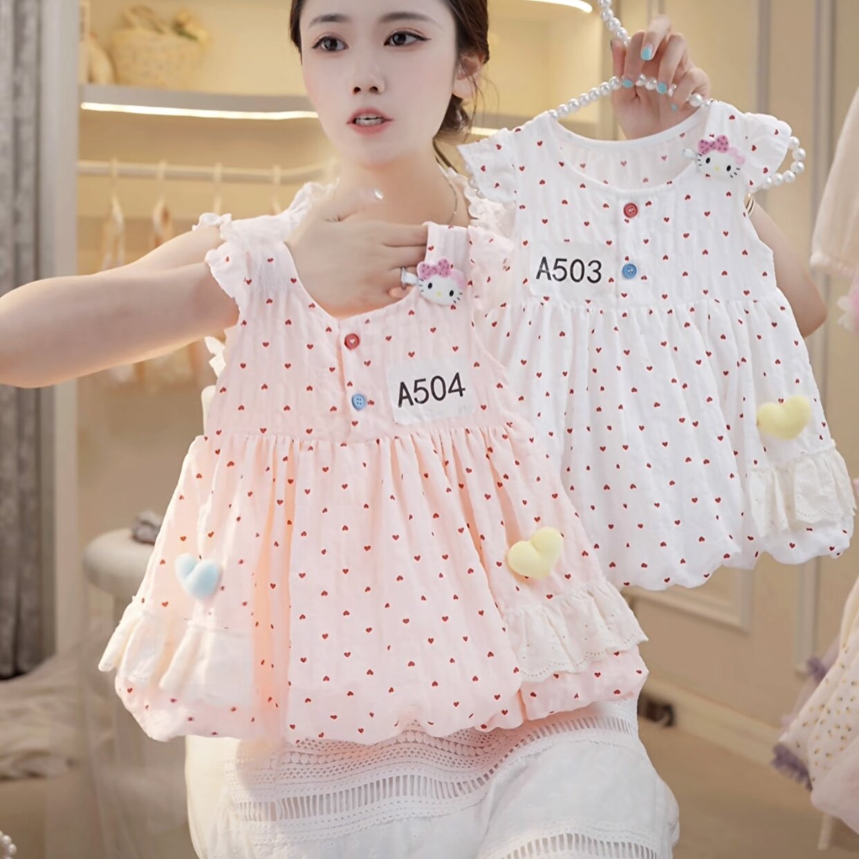 童装女童连衣裙2026夏季新款小童女宝宝可爱花边领洋气公主裙子图片