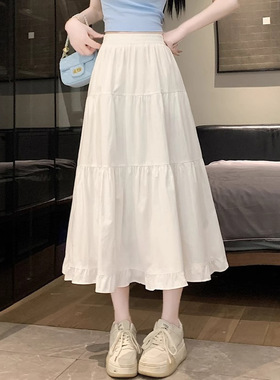 白色半身裙女夏季2025新款超好看绝美长裙小个子仙女长款蛋糕裙子