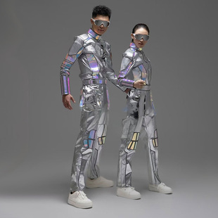 出租新款科技感舞蹈服装镭射皮衣现代舞爵士反光衣服炫酷套装租赁