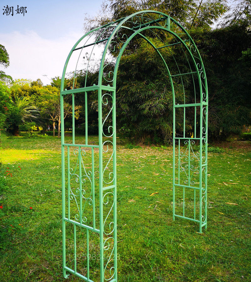 欧式铁艺拱形爬藤花架别墅庭院院门月季攀爬花架户外花卉爬藤架