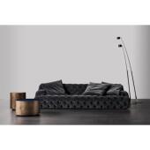 意式 店民宿酒店拉扣别墅客厅办公接待商务黑色布沙发 轻奢商铺服装