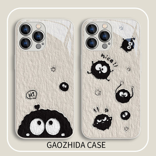 适用苹果简约可爱趣味煤球情侣