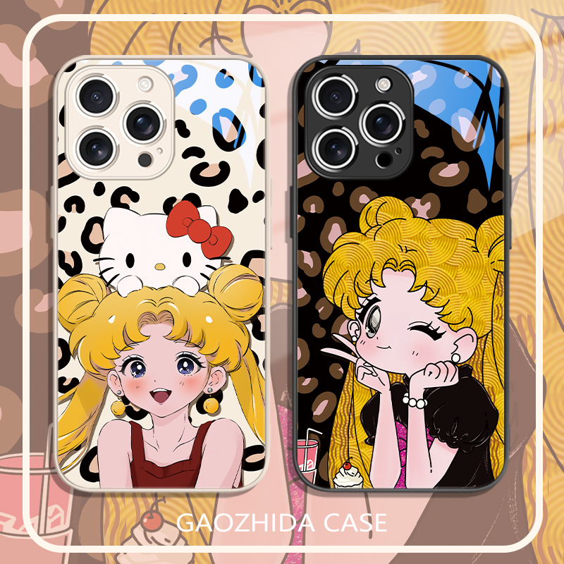 适用苹果手机壳豹纹美少女战士