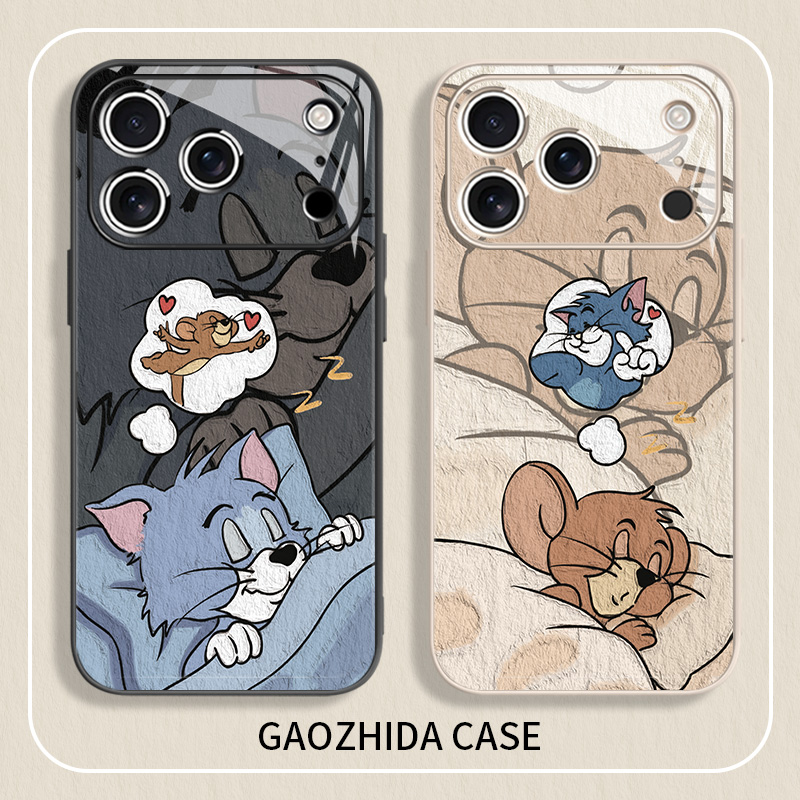 适用苹果17手机壳猫和老鼠情侣