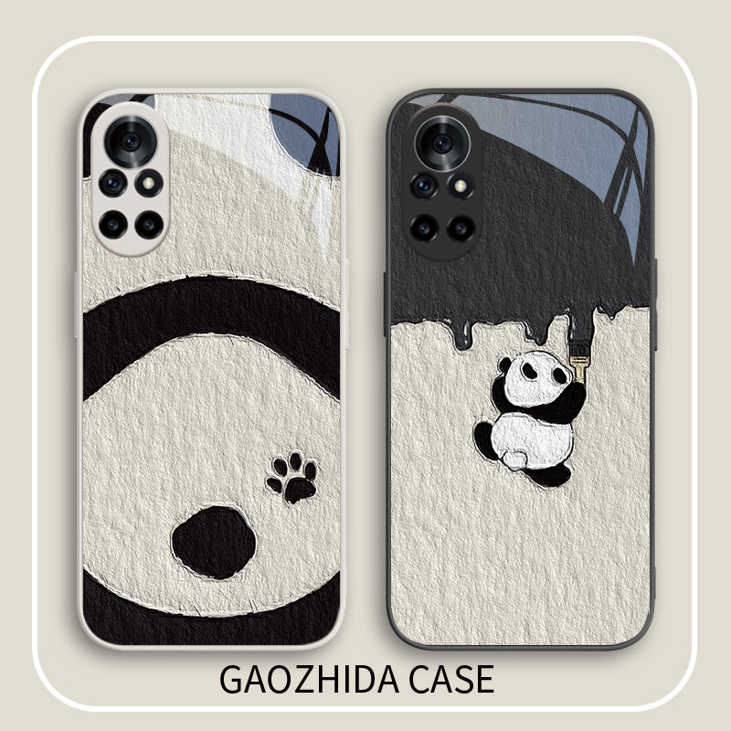 适用华为荣耀简约可爱小熊猫玻璃