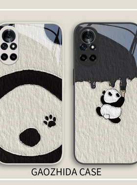 适用华为mate60Pro+手机壳创意x50小众nova11简约10熊猫p60/50油画40可爱p30荣耀90新款8女7se情侣40套80玻璃