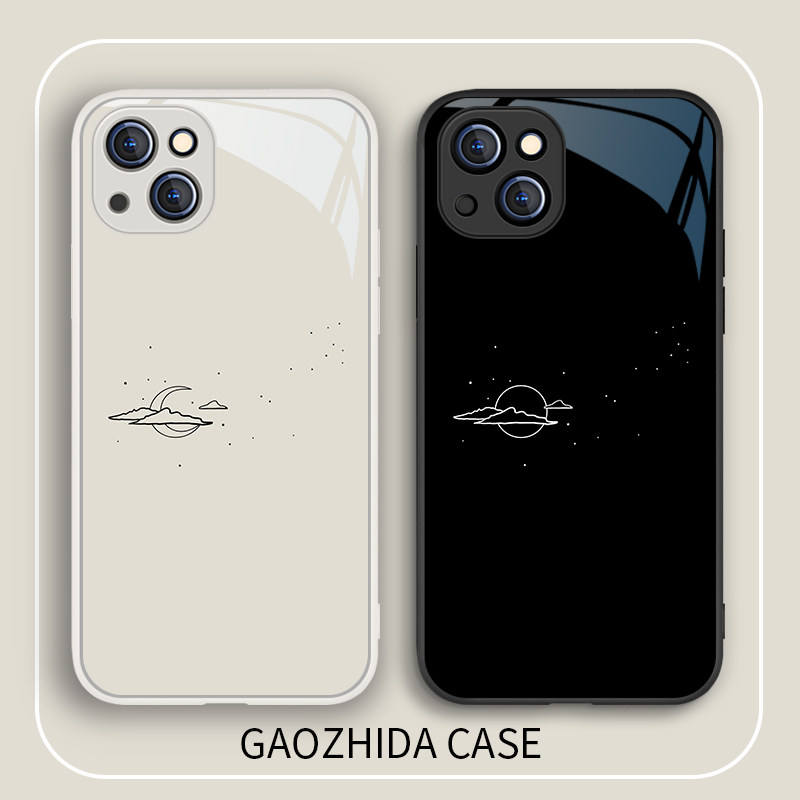 适用苹果iPhone玻璃简约小众情侣