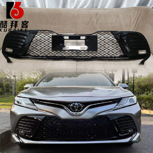 适用于八代CAMRY改装蜂窝中网前铲18-22款运动亮黑中网格栅包围