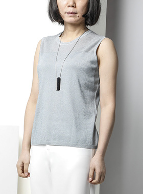 靓诺轻奢女士灰色挑空针织背心夏季修身型纯色宽松型透气LW19155A