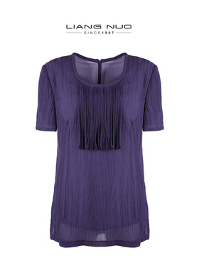 LIANGNUO靓诺紫色肌理顺纹T恤LT17281A