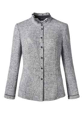 靓诺灰色木耳边领衬衫LC21322A