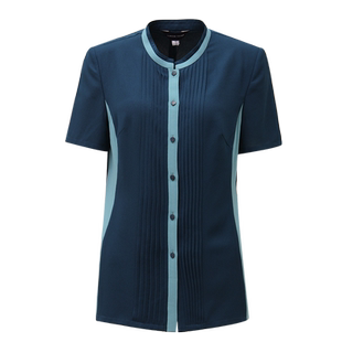 [高阶通勤]靓诺绿色撞色拼接衬衣女春夏高级优雅通勤衬衫LC21226A