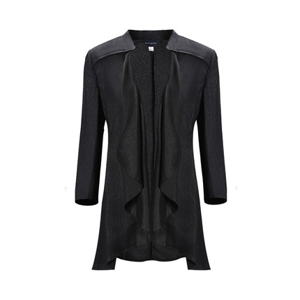 LIANGNUO靓诺黑色前荡片半袖上衣LS15224A