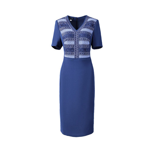 靓诺斑马纹深浅蓝色蕾丝