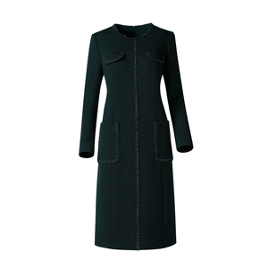 靓诺墨绿毛针织连衣裙LL19416A