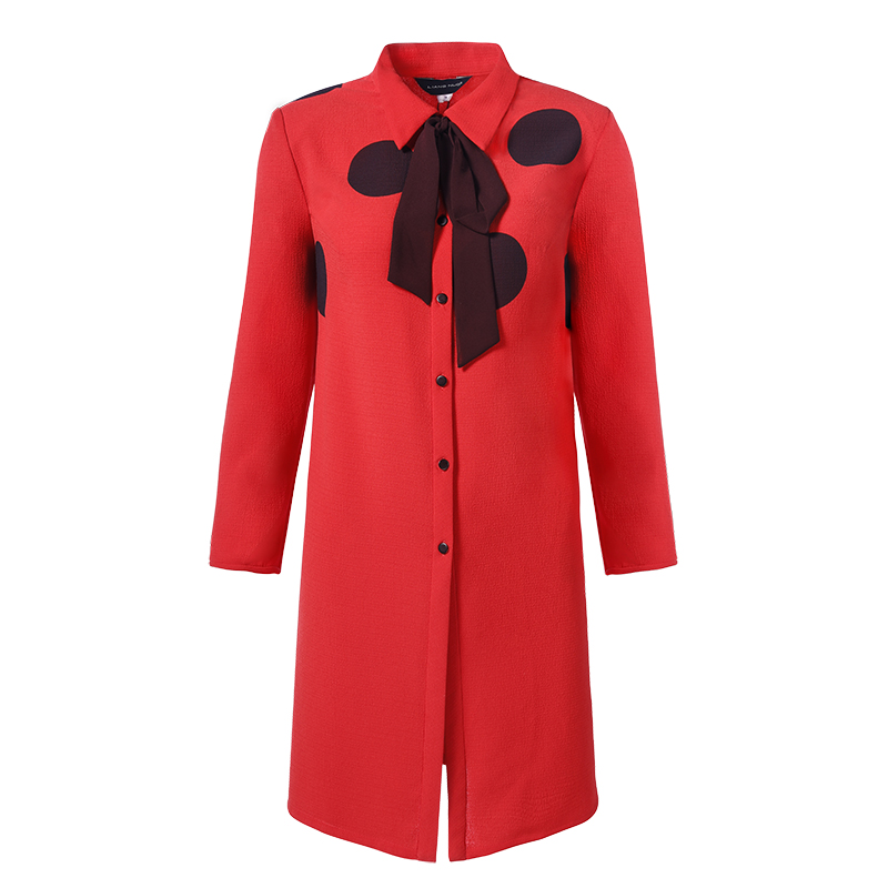 时尚女士圆点衬衫靓诺洋红色