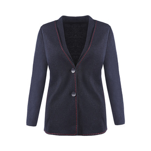 靓诺藏蓝叠片针织上衣LW19382A