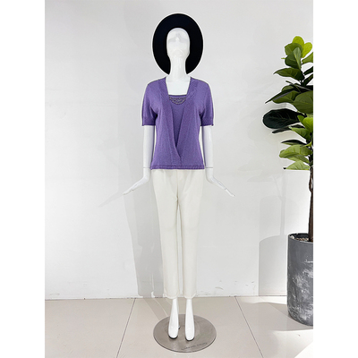 优雅假两件针织衫（雪青）