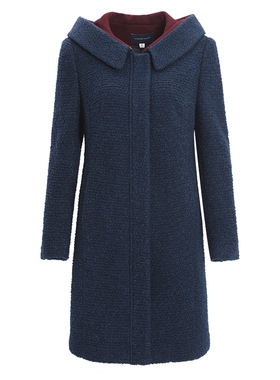 LIANGNUO靓诺连帽拼色肌理毛针织大衣LD16474A