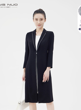 靓诺职业气质西装领假两件连衣裙女中长款2023春季新款LL23143A