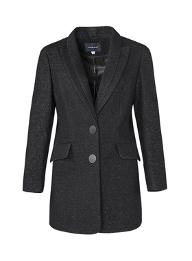 靓诺黑色带亮葱西服领上衣翻驳领毛呢修身西服柔软保暖LS21430A