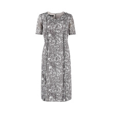 [法式高贵]LIANGNUO靓诺蓝灰石头小碎花通透连衣裙女春夏LL18266A