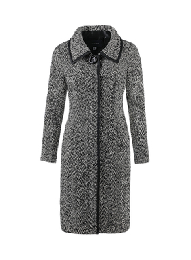 靓诺黑白粗纺拼皮大衣LD13163A