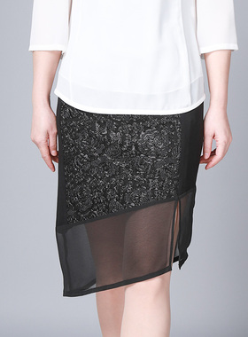 LN系列轻奢女士黑色薄纱短裙高腰夏季时尚休闲包臀短裙NQ16299A
